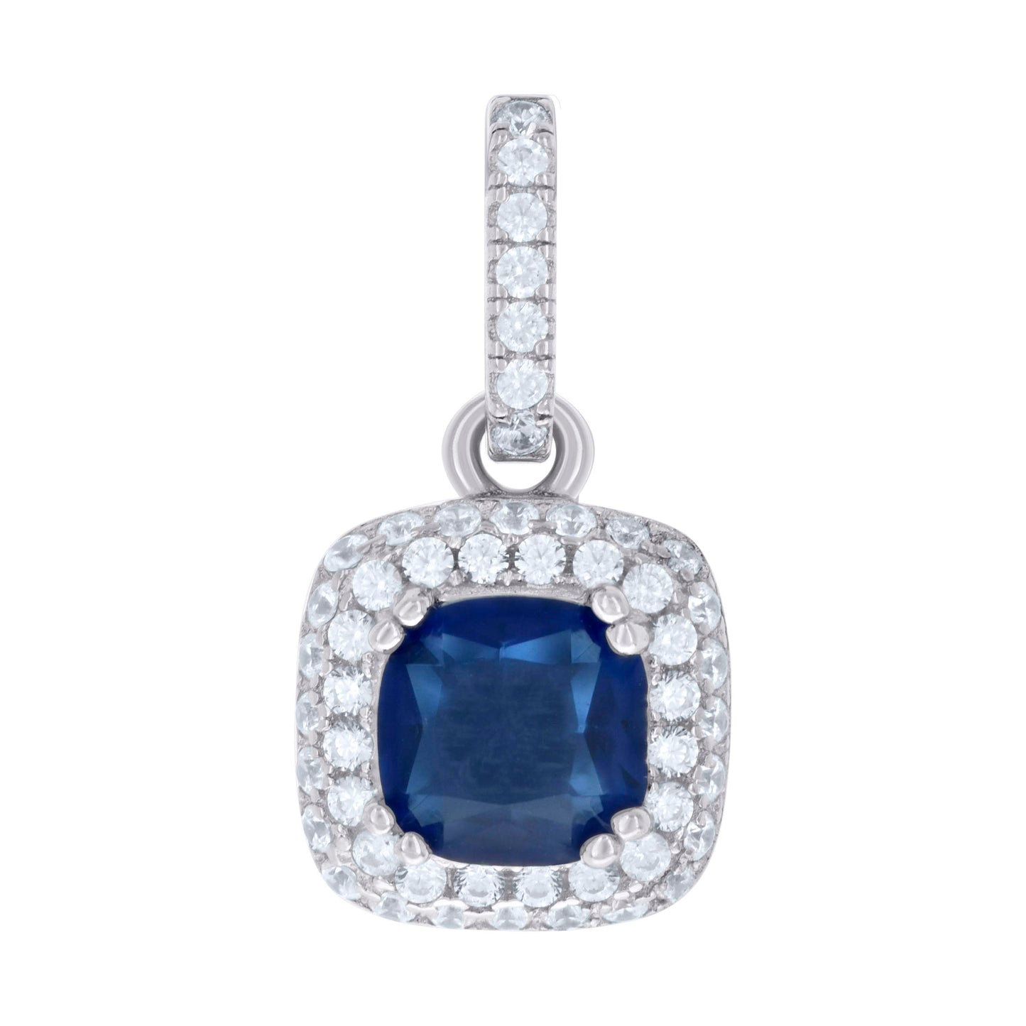 Sterling Silver Womens Cubic Zirconia Fashion Square Charm Pendant