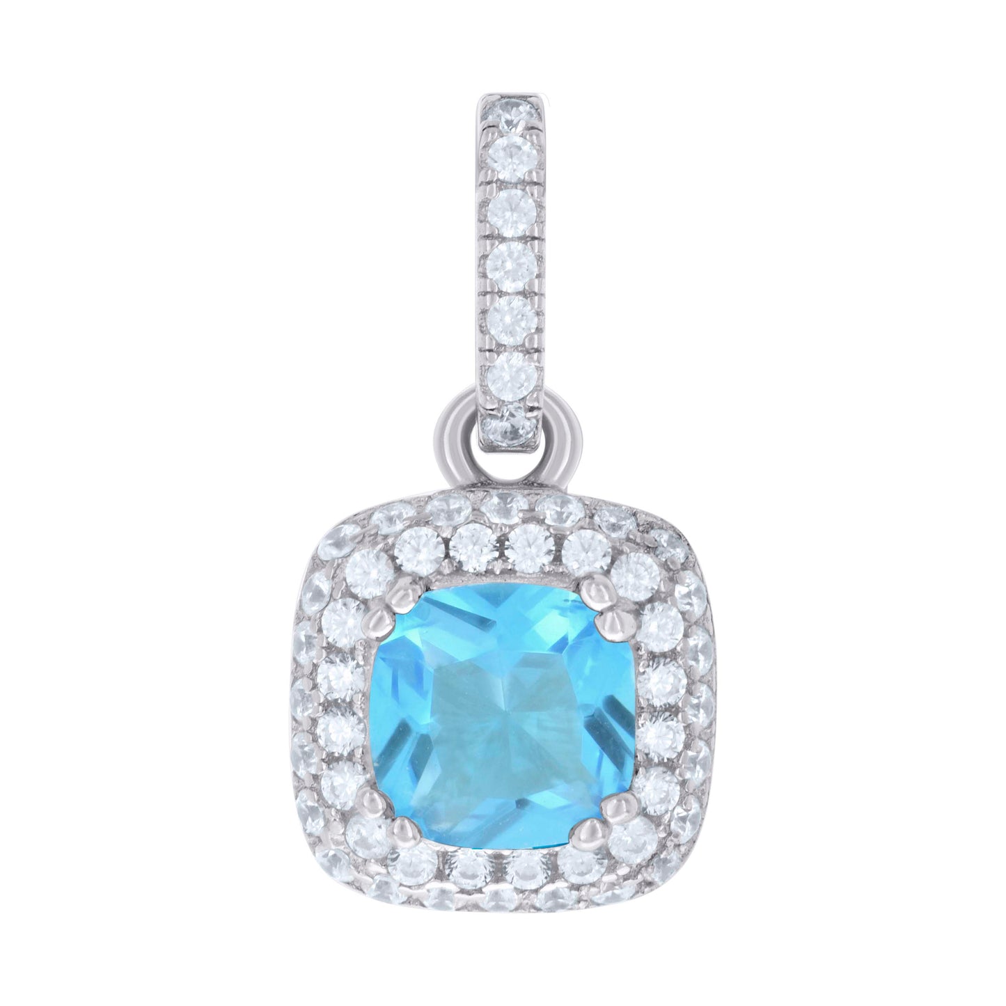 Sterling Silver Womens Cubic Zirconia Fashion Square Charm Pendant
