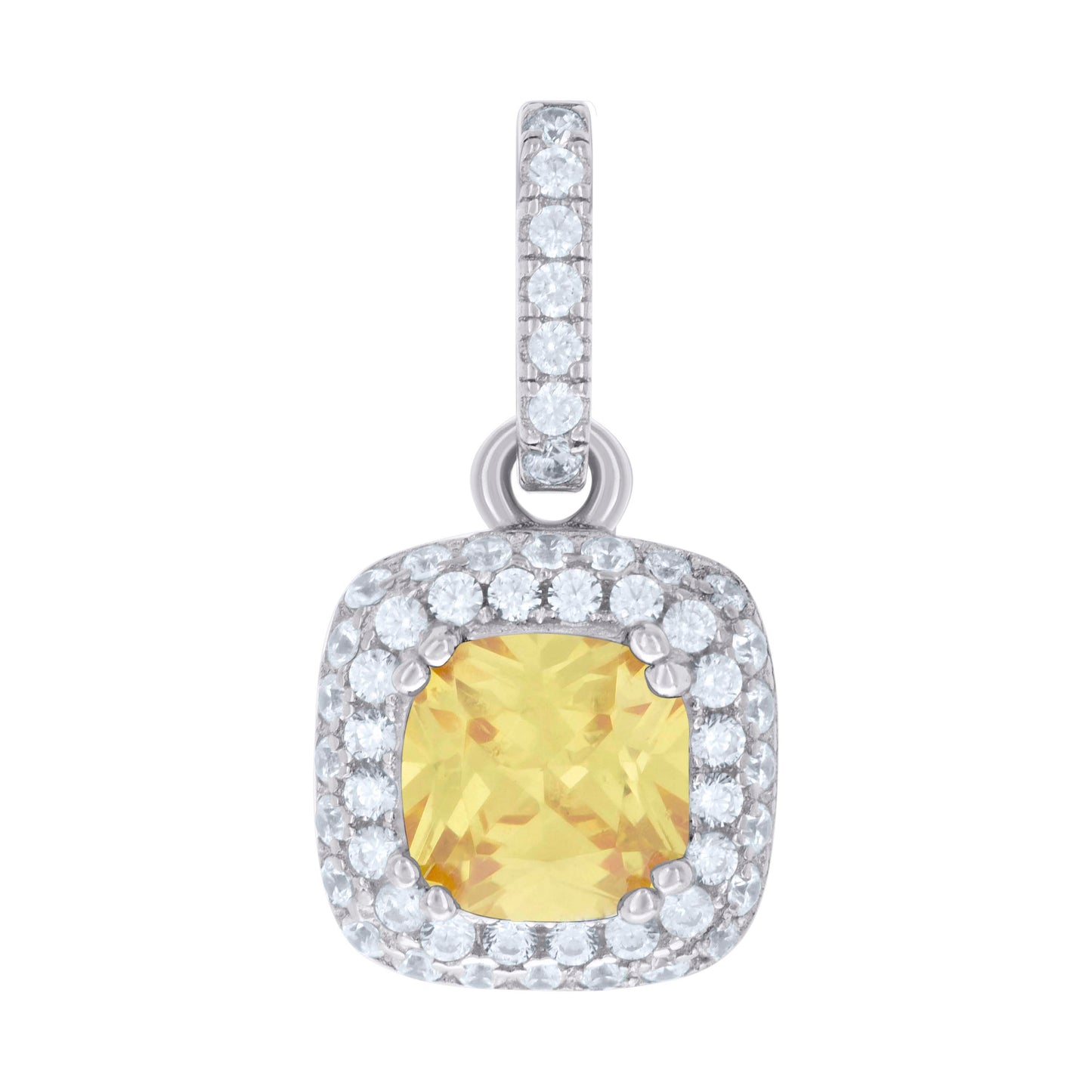 Sterling Silver Womens Cubic Zirconia Fashion Square Charm Pendant