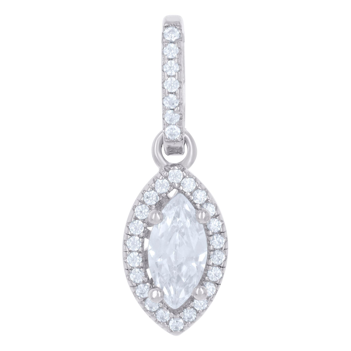 Sterling Silver Womens Cubic Zirconia Fashion Marquise Charm Pendant