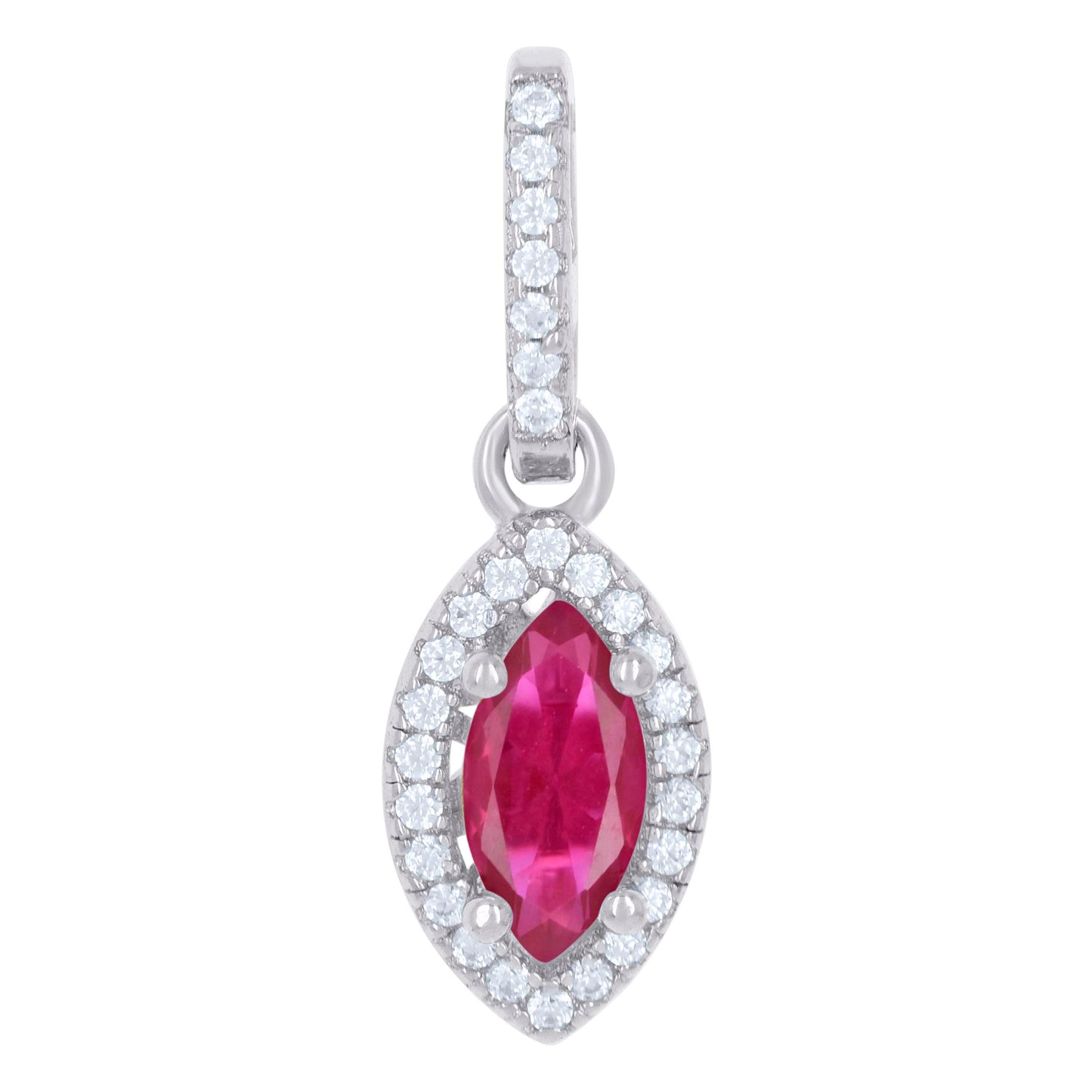 Sterling Silver Womens Cubic Zirconia Fashion Marquise Charm Pendant