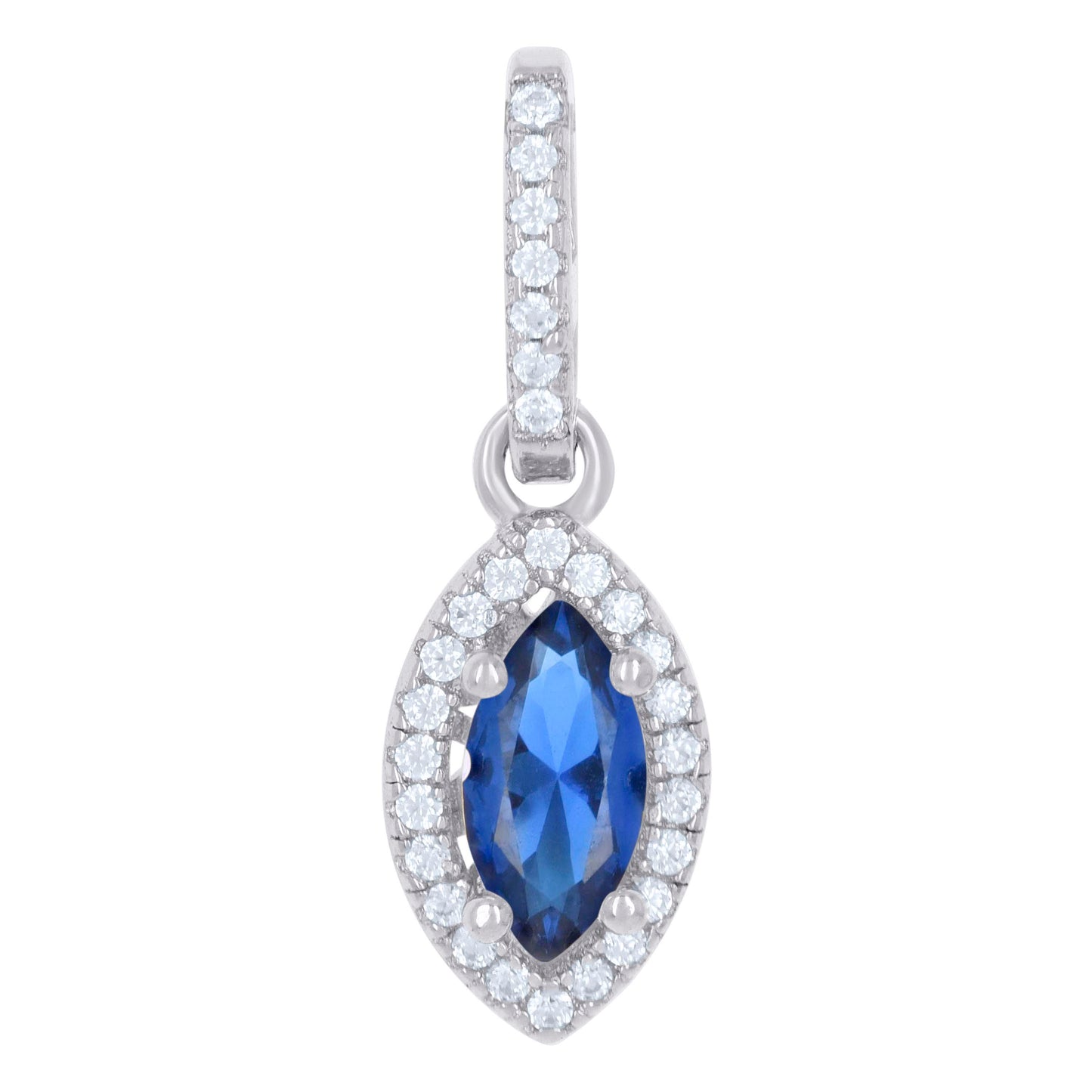 Sterling Silver Womens Cubic Zirconia Fashion Marquise Charm Pendant