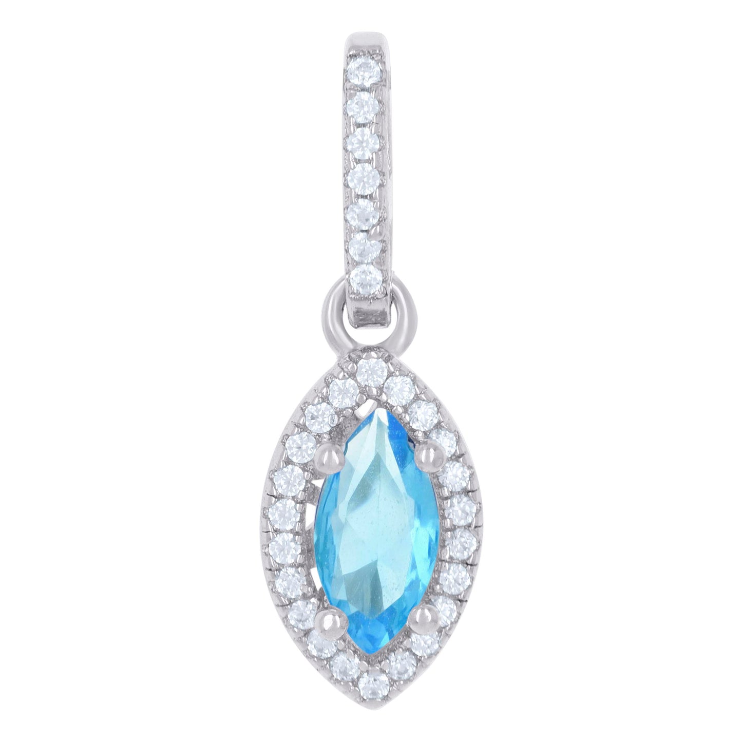 Sterling Silver Womens Cubic Zirconia Fashion Marquise Charm Pendant