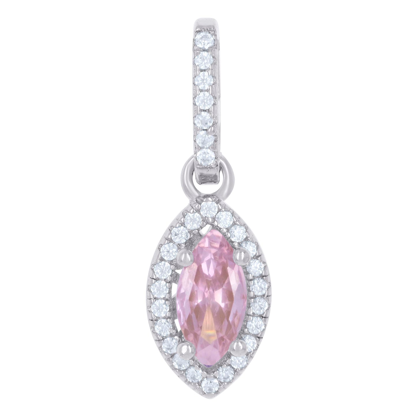 Sterling Silver Womens Cubic Zirconia Fashion Marquise Charm Pendant