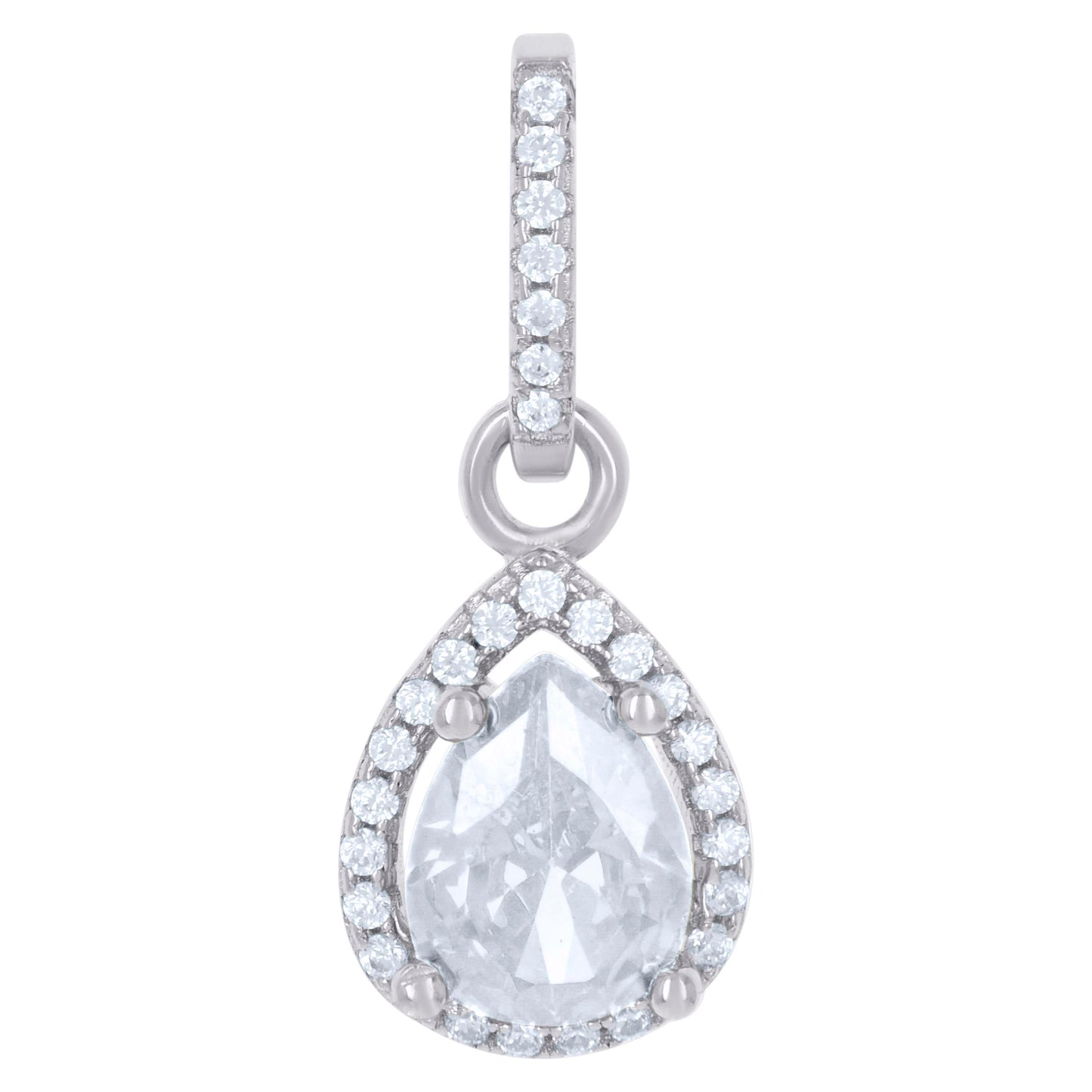 Sterling Silver Womens Cubic Zirconia Fashion Teardrop Charm Pendant