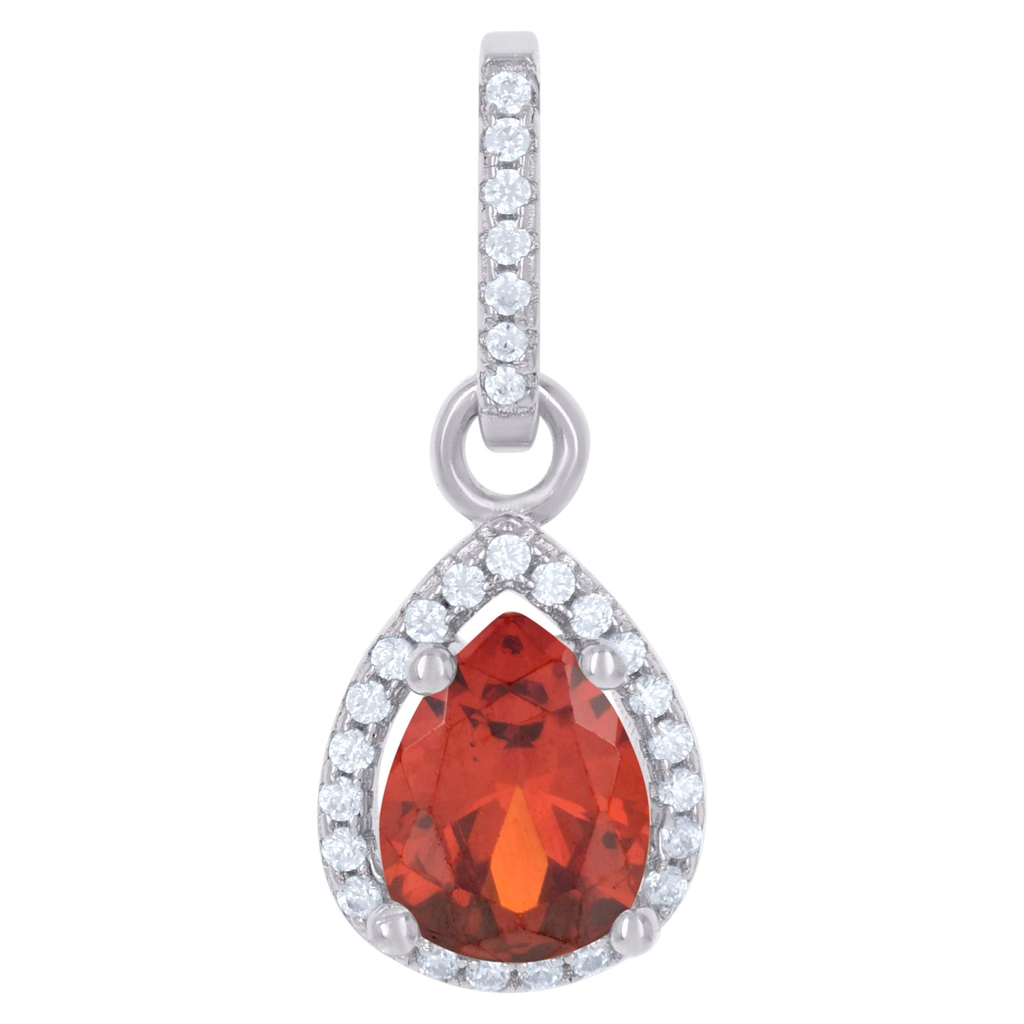 Sterling Silver Womens Cubic Zirconia Fashion Teardrop Charm Pendant
