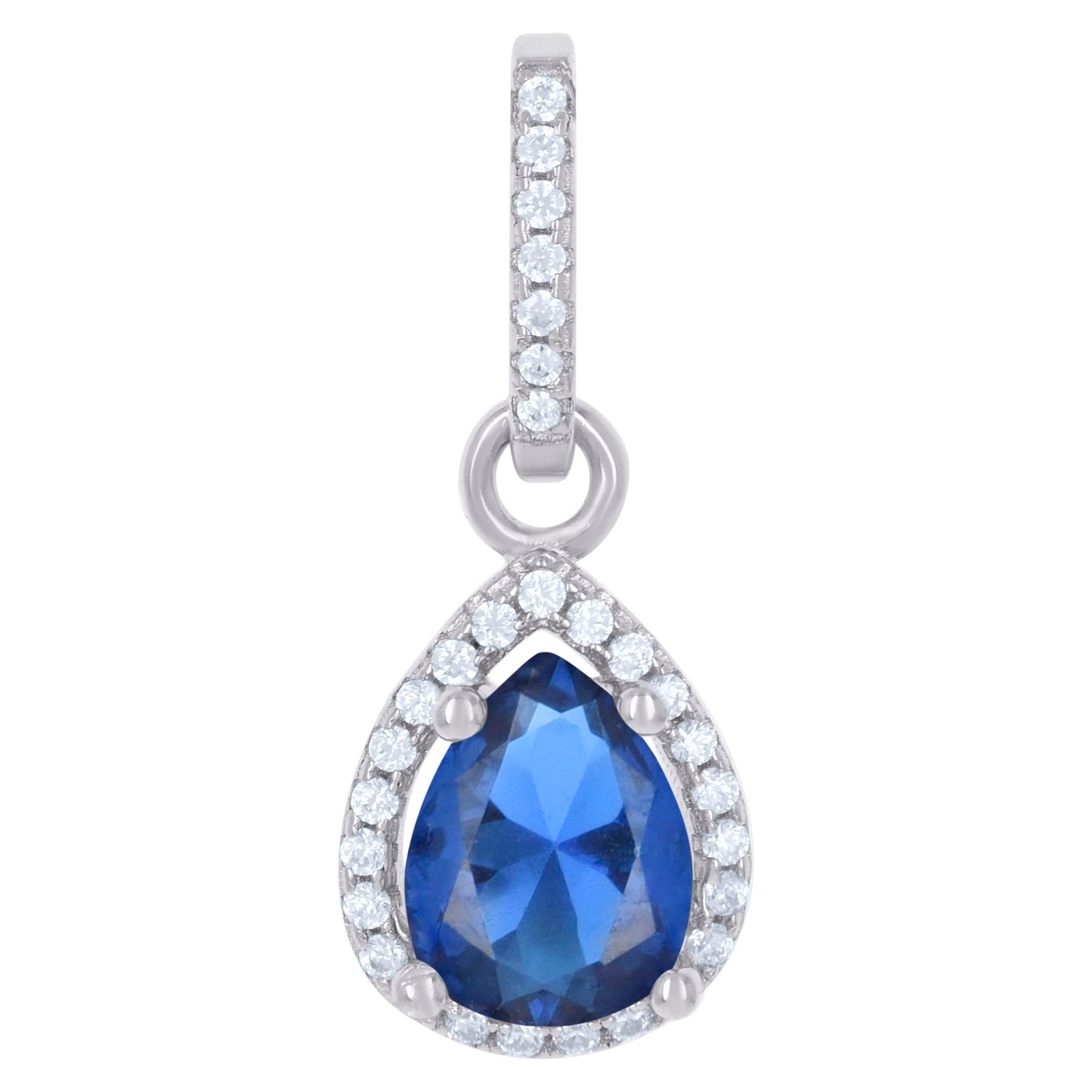 Sterling Silver Womens Cubic Zirconia Fashion Teardrop Charm Pendant