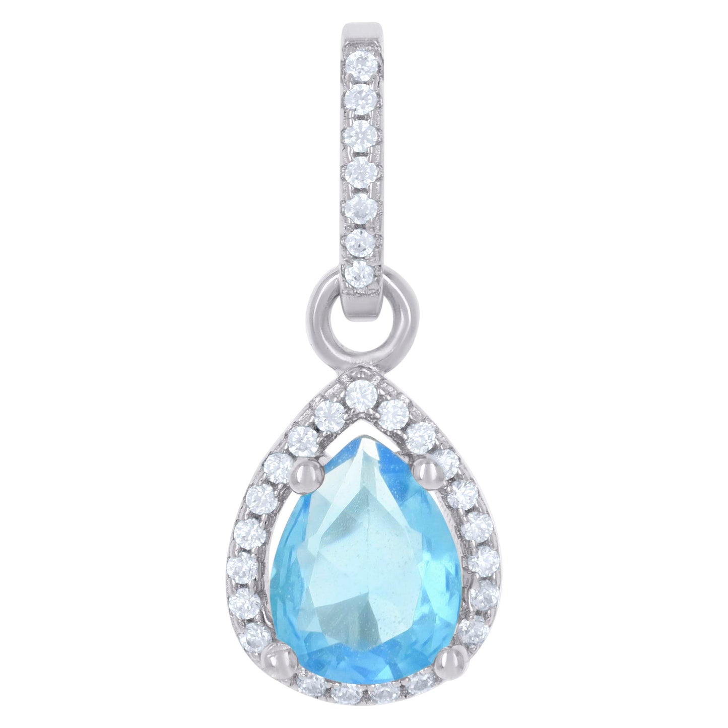 Sterling Silver Womens Cubic Zirconia Fashion Teardrop Charm Pendant