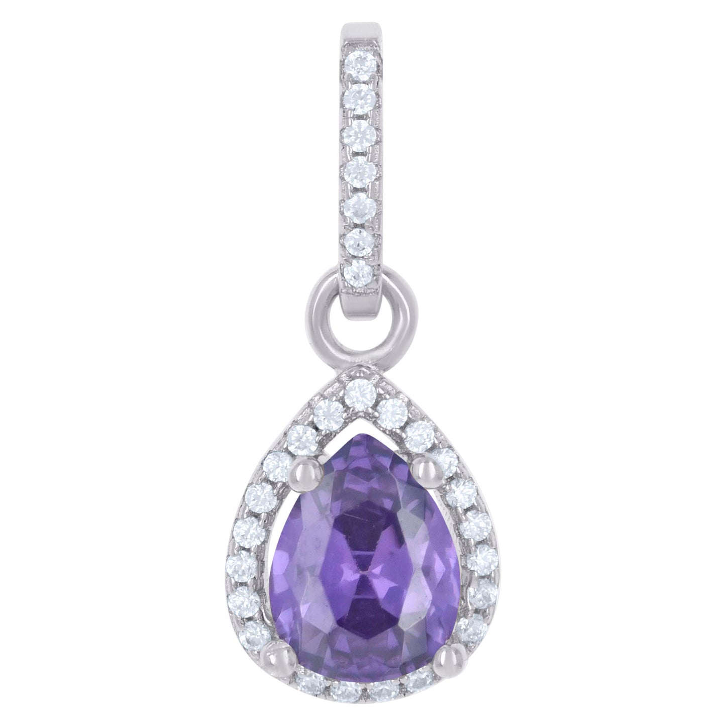 Sterling Silver Womens Cubic Zirconia Fashion Teardrop Charm Pendant