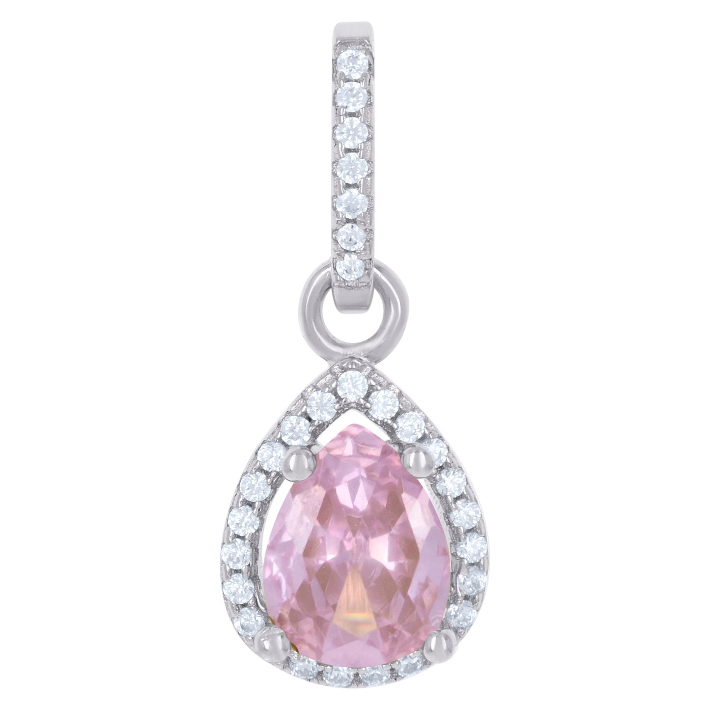 Sterling Silver Womens Cubic Zirconia Fashion Teardrop Charm Pendant