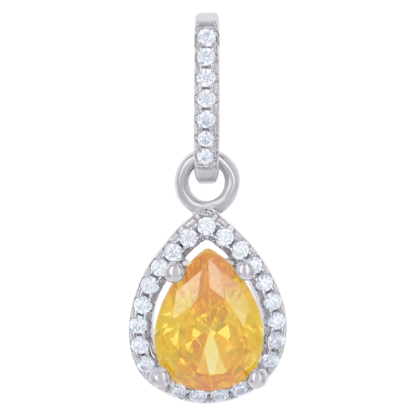 Sterling Silver Womens Cubic Zirconia Fashion Teardrop Charm Pendant