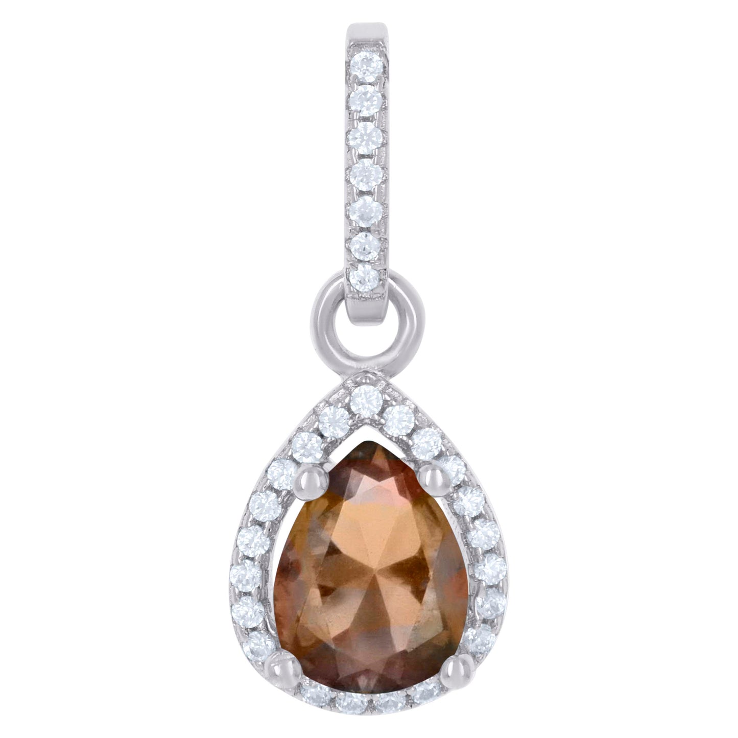 Sterling Silver Womens Cubic Zirconia Fashion Teardrop Charm Pendant