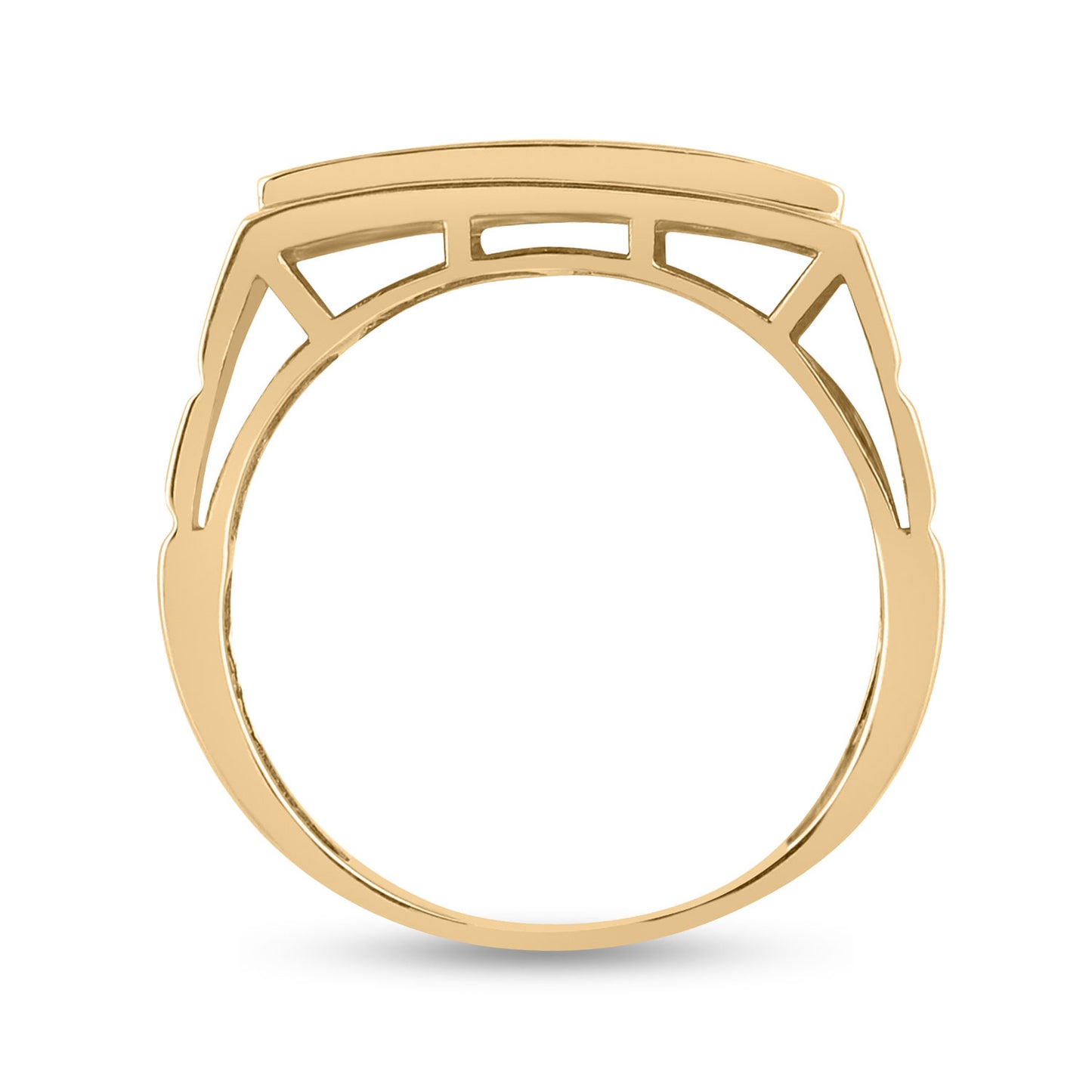 10K Yellow Gold Mens Round Diamond Rectangle Cluster Ring 1/2 Cttw, Mens Size: 7-13