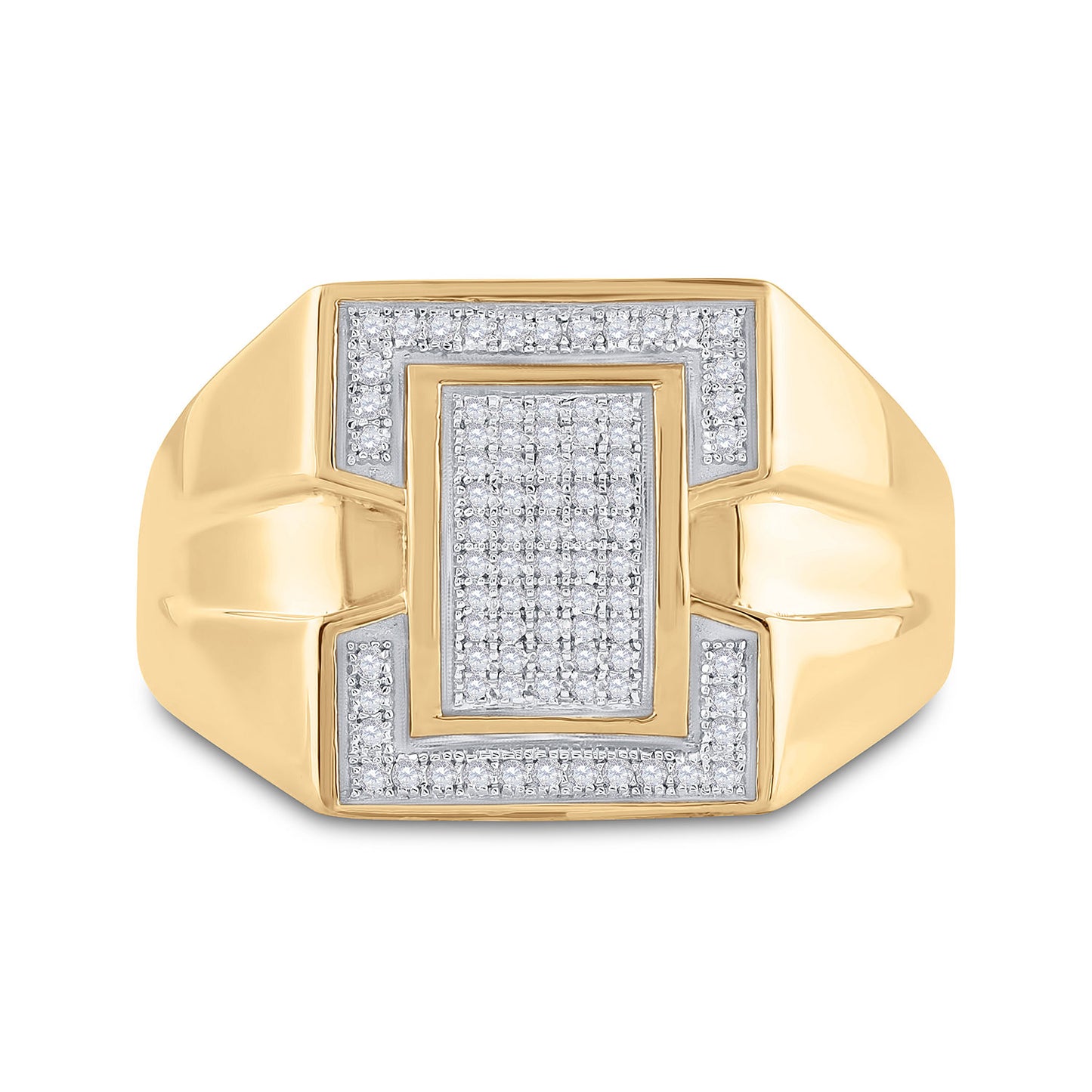 10K Yellow Gold Mens Round Diamond Cluster Ring 1/4 Cttw, Mens Size: 7-13