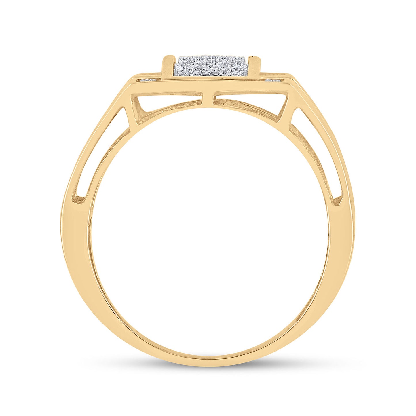 10K Yellow Gold Mens Round Diamond Cluster Ring 1/4 Cttw, Mens Size: 7-13