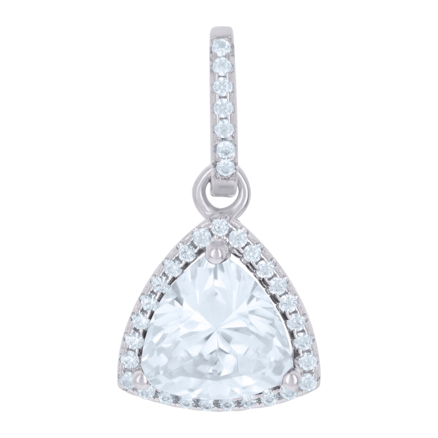Sterling Silver Womens Cubic Zirconia Fashion Triangle Charm Pendant