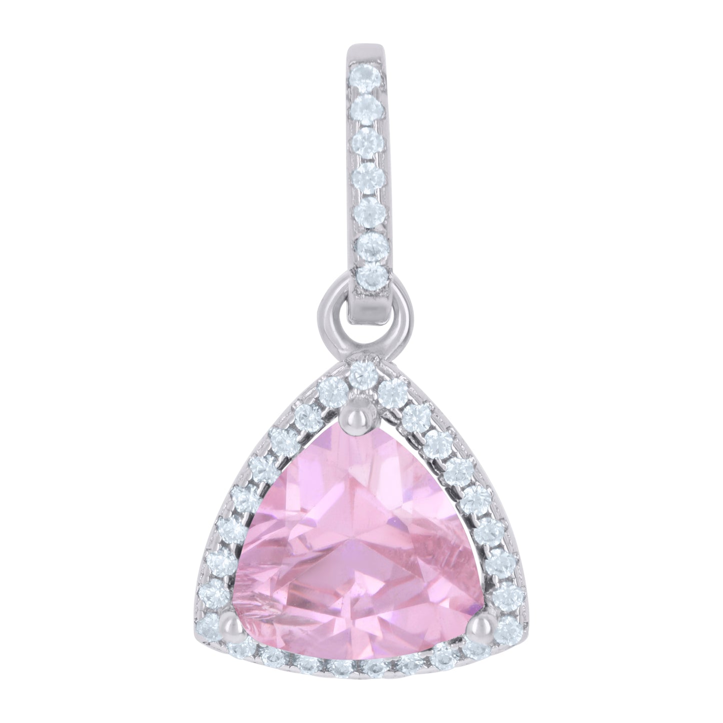Sterling Silver Womens Cubic Zirconia Fashion Triangle Charm Pendant