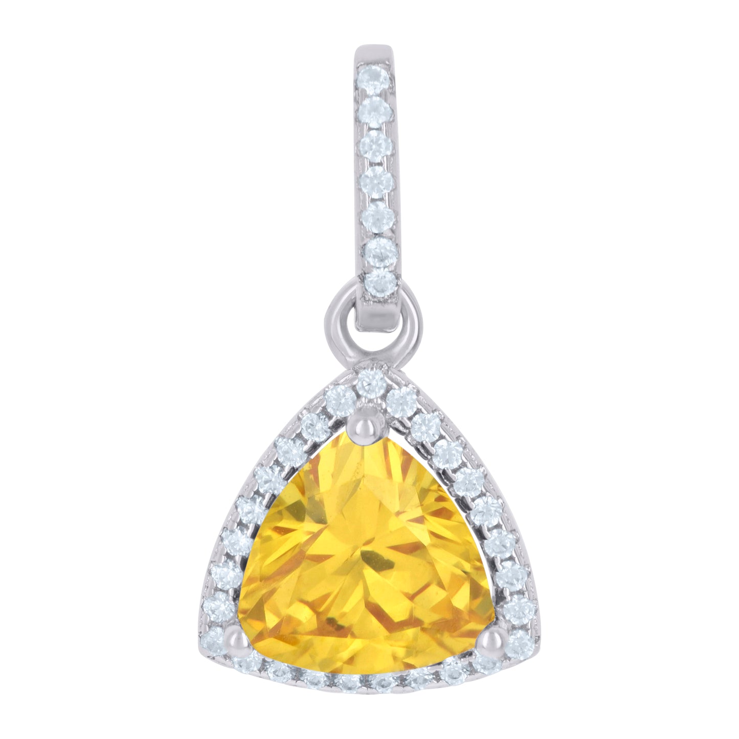 Sterling Silver Womens Cubic Zirconia Fashion Triangle Charm Pendant