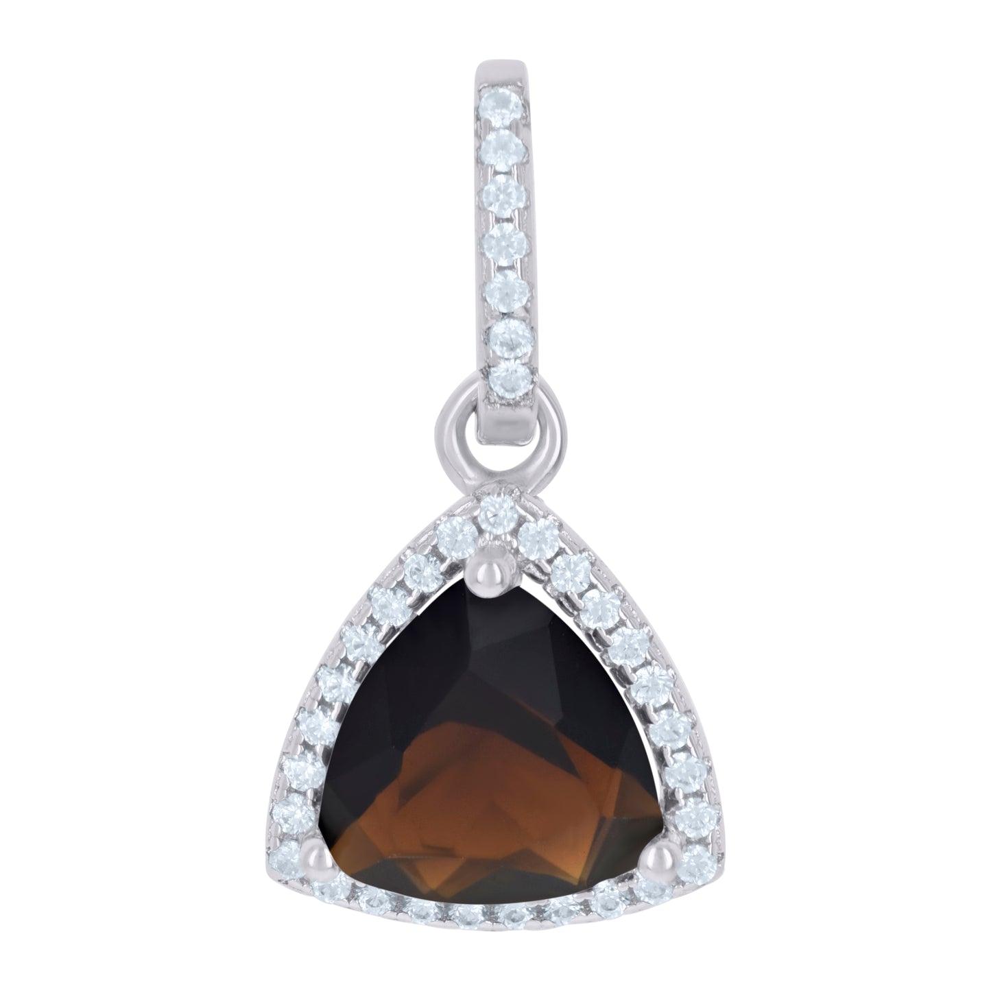 Sterling Silver Womens Cubic Zirconia Fashion Triangle Charm Pendant