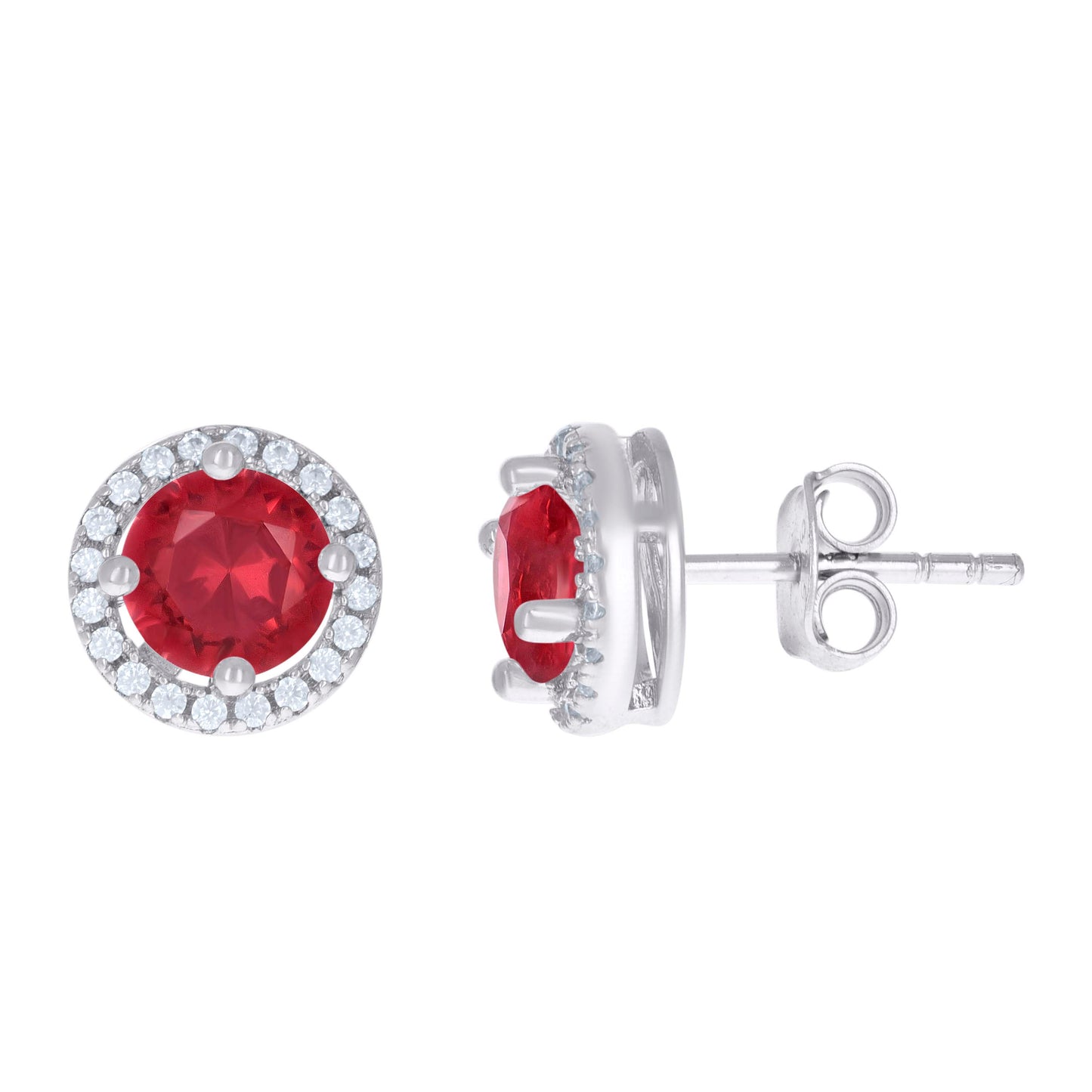 Sterling Silver Womens Cubic Zirconia Round Stud Earrings