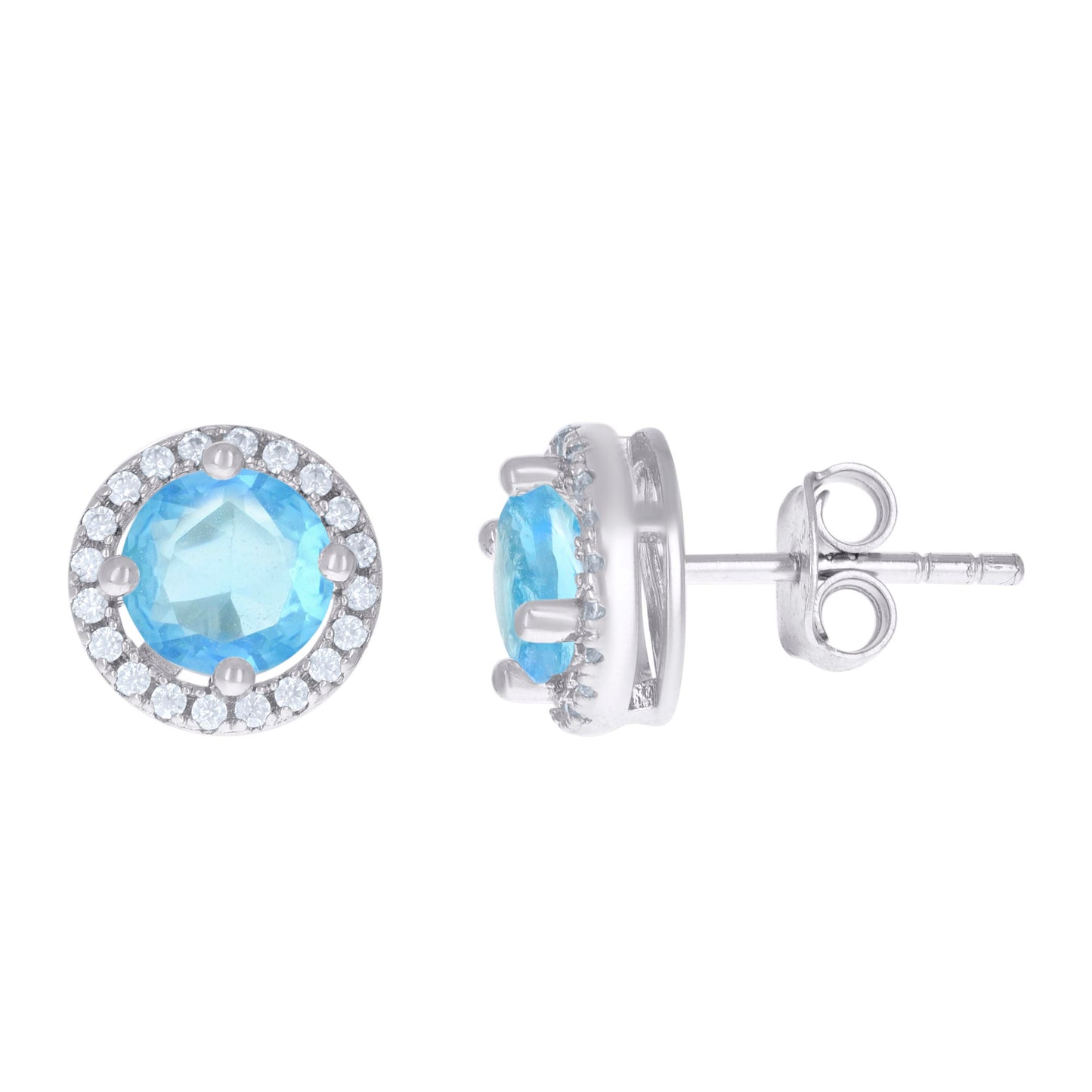 Sterling Silver Womens Cubic Zirconia Round Stud Earrings