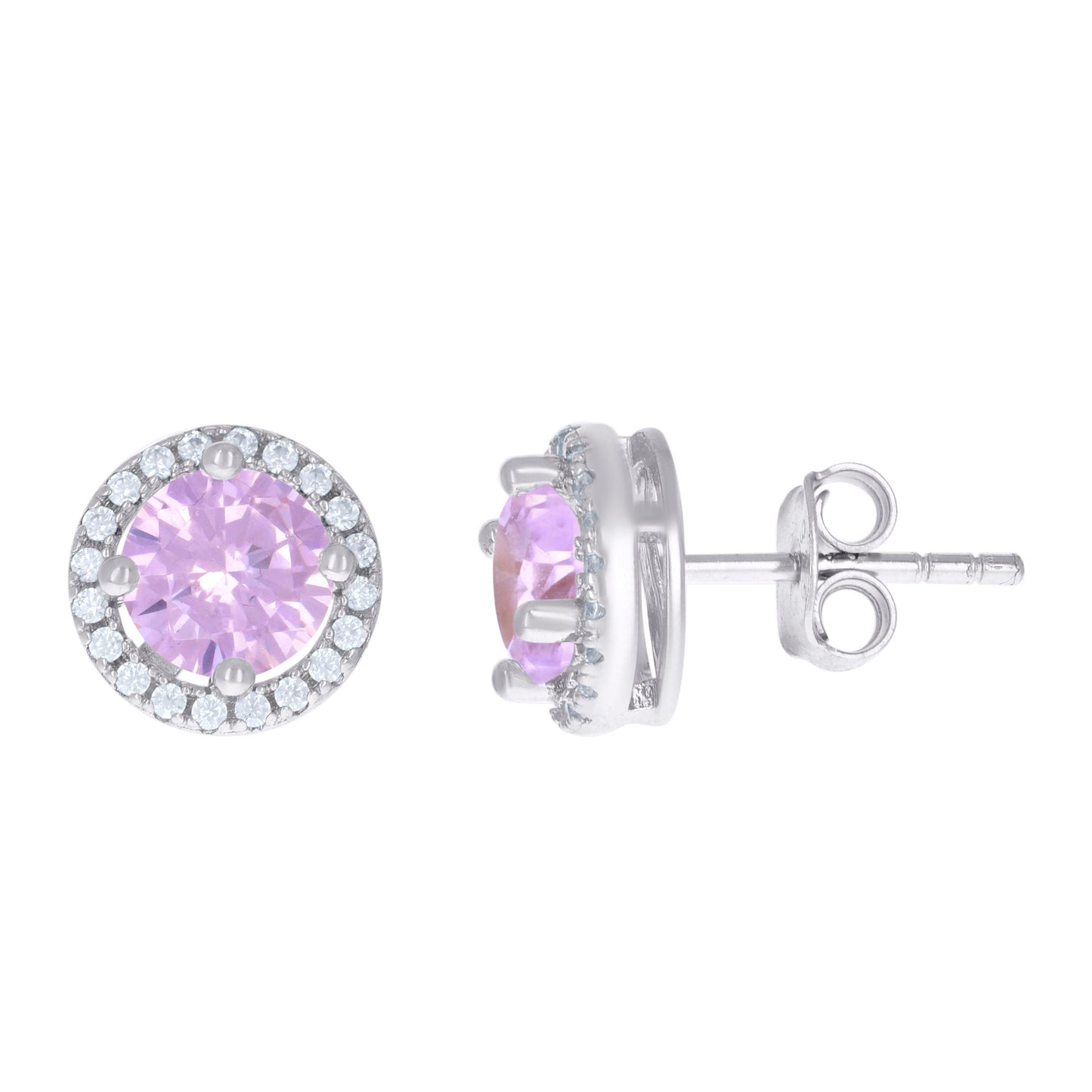 Sterling Silver Womens Cubic Zirconia Round Stud Earrings