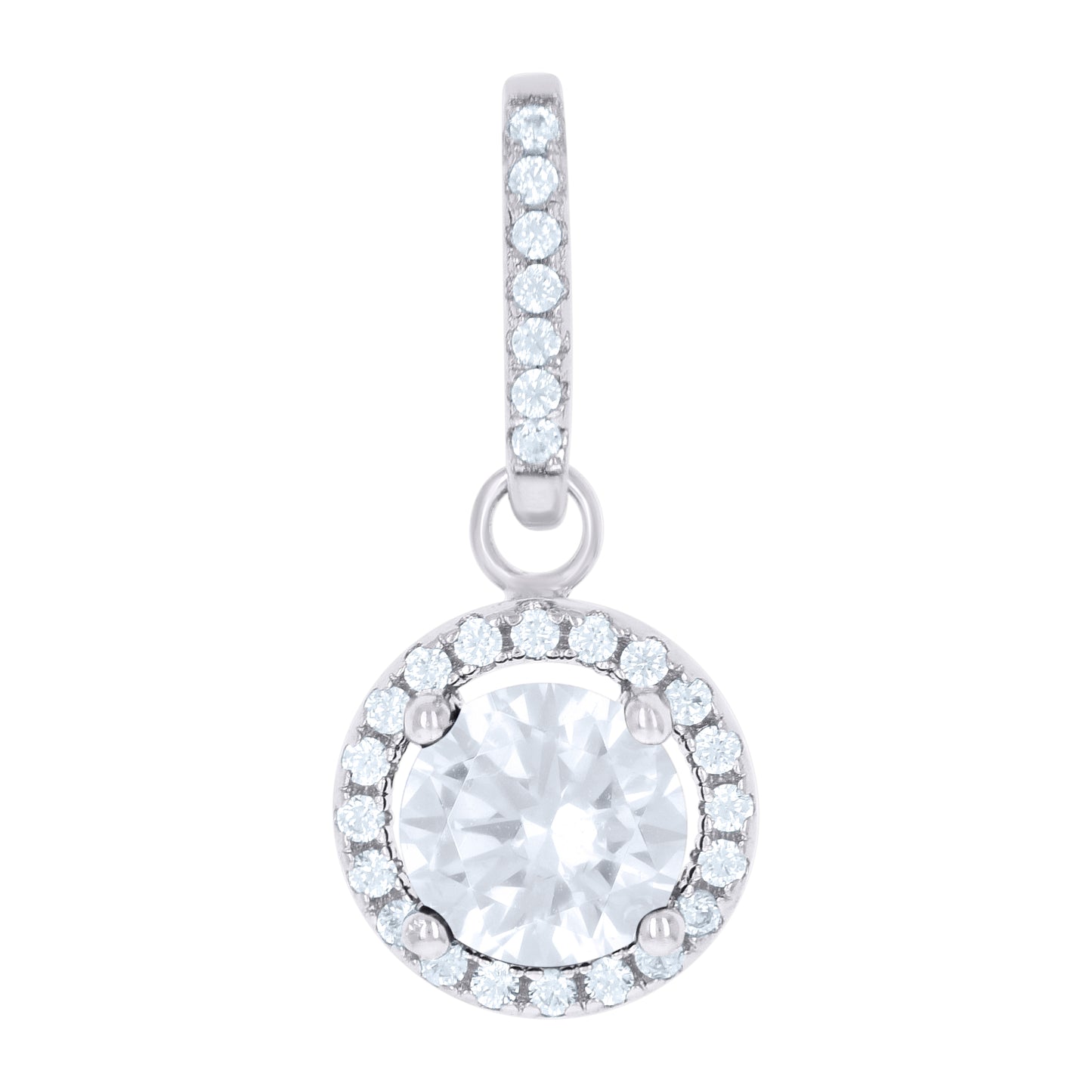 Sterling Silver Womens Cubic Zirconia Fashion Round Charm Pendant