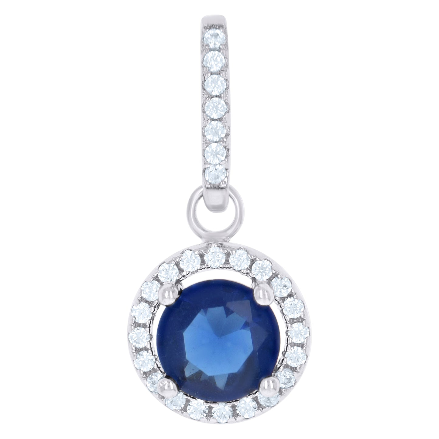 Sterling Silver Womens Cubic Zirconia Fashion Round Charm Pendant