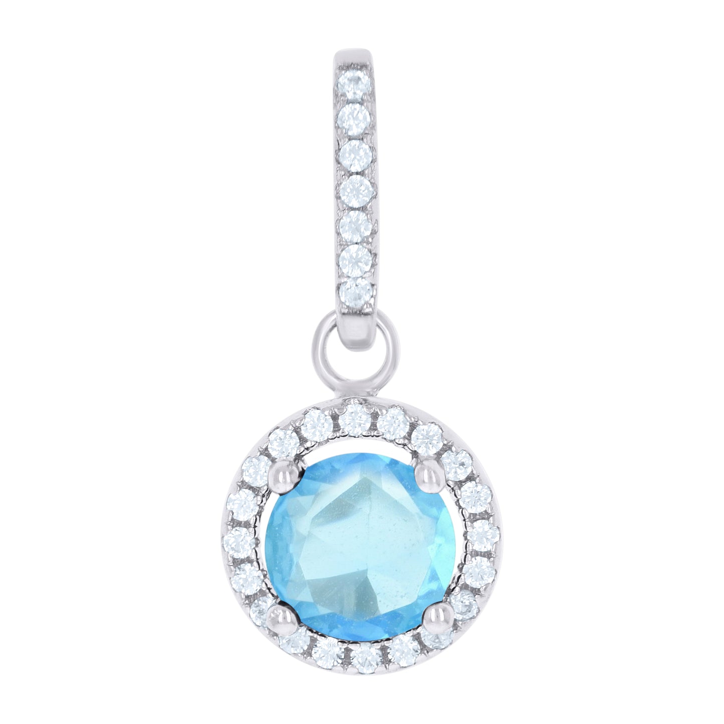 Sterling Silver Womens Cubic Zirconia Fashion Round Charm Pendant