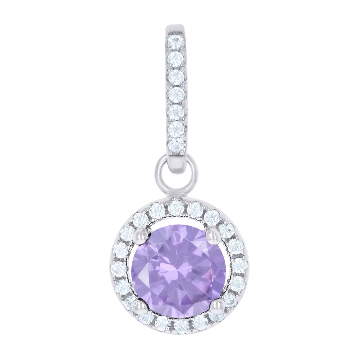 Sterling Silver Womens Cubic Zirconia Fashion Round Charm Pendant