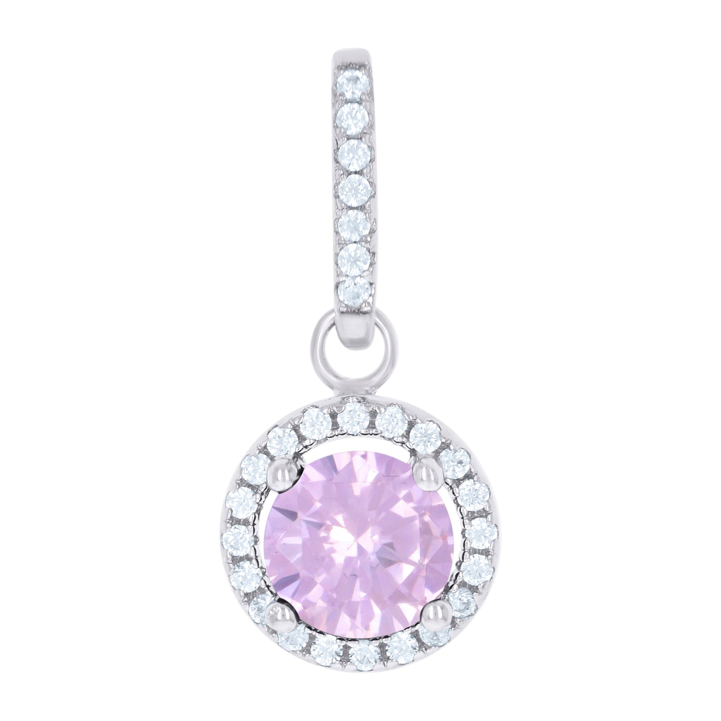 Sterling Silver Womens Cubic Zirconia Fashion Round Charm Pendant