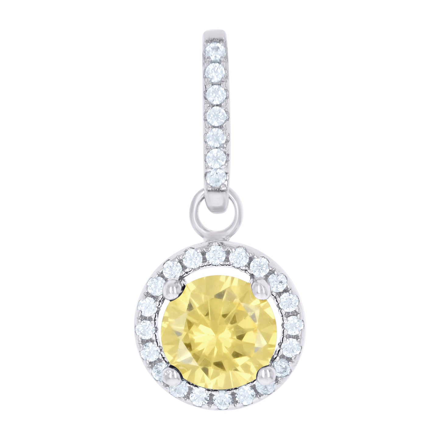 Sterling Silver Womens Cubic Zirconia Fashion Round Charm Pendant