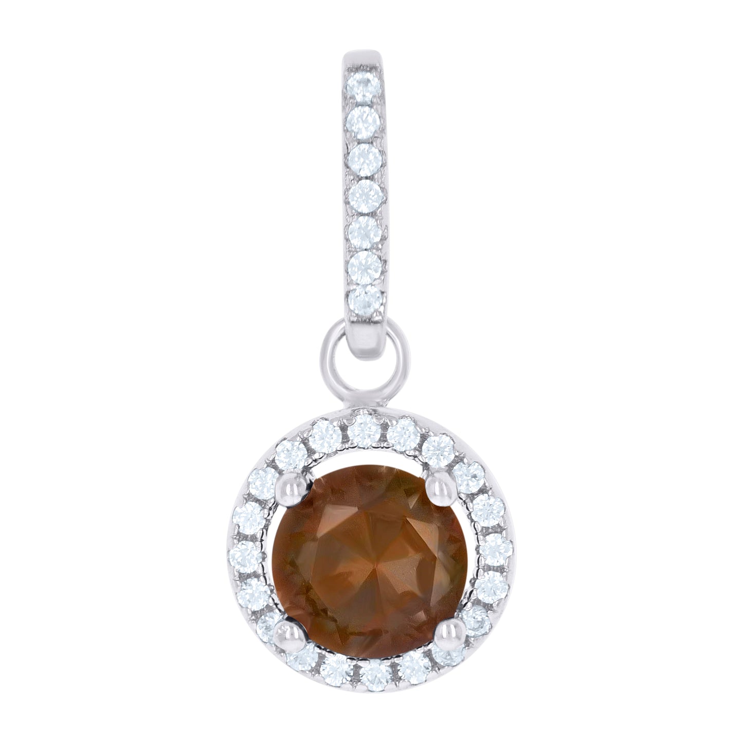 Sterling Silver Womens Cubic Zirconia Fashion Round Charm Pendant