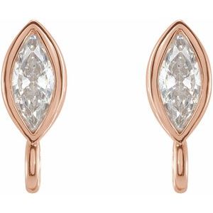 14K Rose Gold Marquise 3 X 1.5 Mm .04 Ct Lab-Grown Diamond Marquise Bezel-Set Earring Top