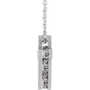 Sterling Silver 13.5 X 9 Mm 16-18 In Polished Scroll Cross Necklace