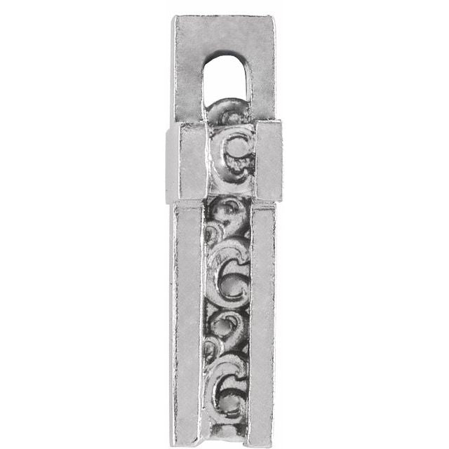 Platinum 13.5 X 9 Mm Polished Scroll Cross Slide Pendant