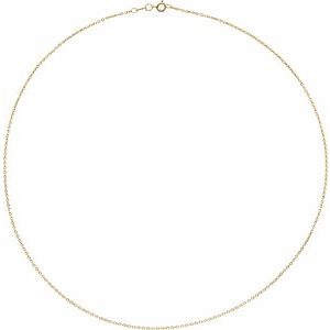 18K Yellow Or White Or Rose Gold 1 Mm Spring Ring Diamond-Cut Cable Chain