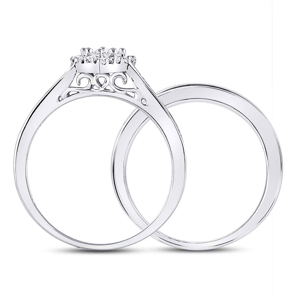 14K White Gold Diamond Heart Bridal Wedding Ring Band Set 1/2 Cttw, Womens Size: 5-10