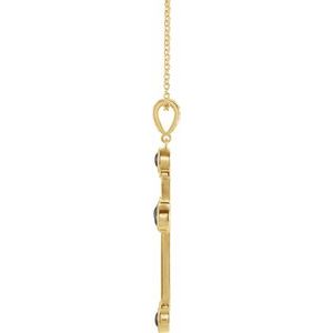 14K Yellow Gold Round 3 Mm Natural Onyx Cross Necklace, Length: 18 In