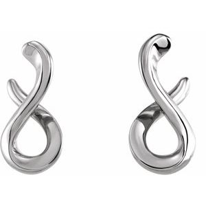 14K White Gold Infinity-Inspired Drop Earrings