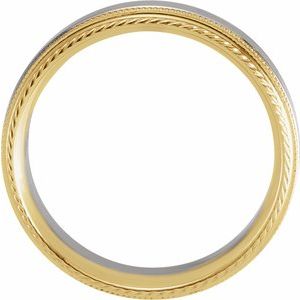 14K Yellow/White/Yellow Gold 6 Mm Polished Design Band Size 6.5