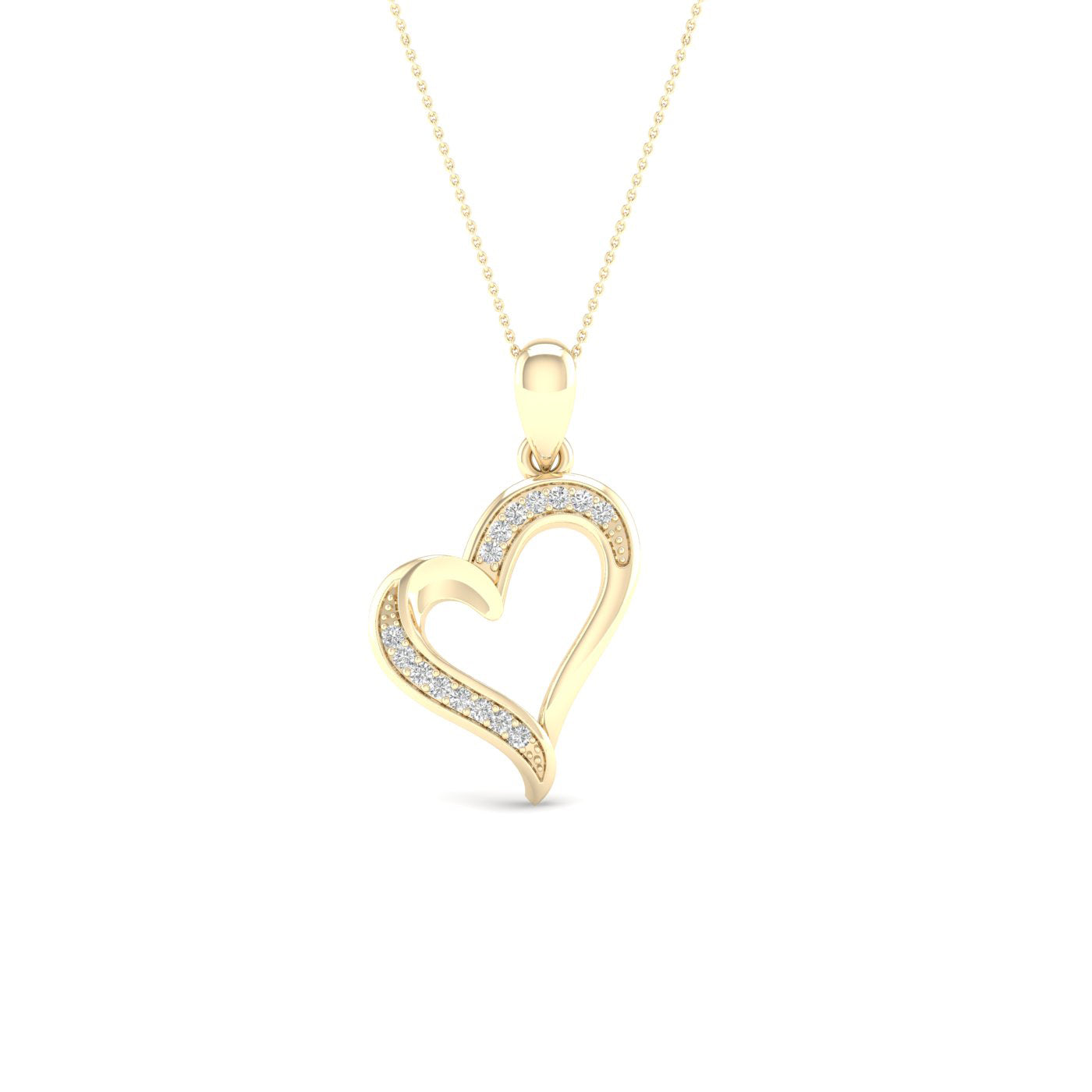 10K Yellow Gold 0.05 Cttw Diamond Heart Charms