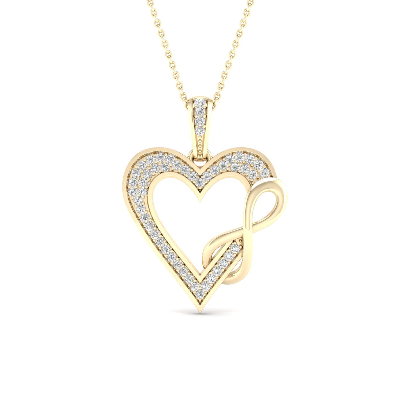 10K Yellow Gold 0.12 Cttw Diamond Heart Charm
