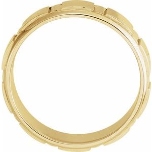 14K Yellow Gold 6 Mm Polished Patterned Band Size 9
