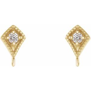 14K Yellow Gold Round 2 Mm .03 Ct Natural Diamond Earring Top