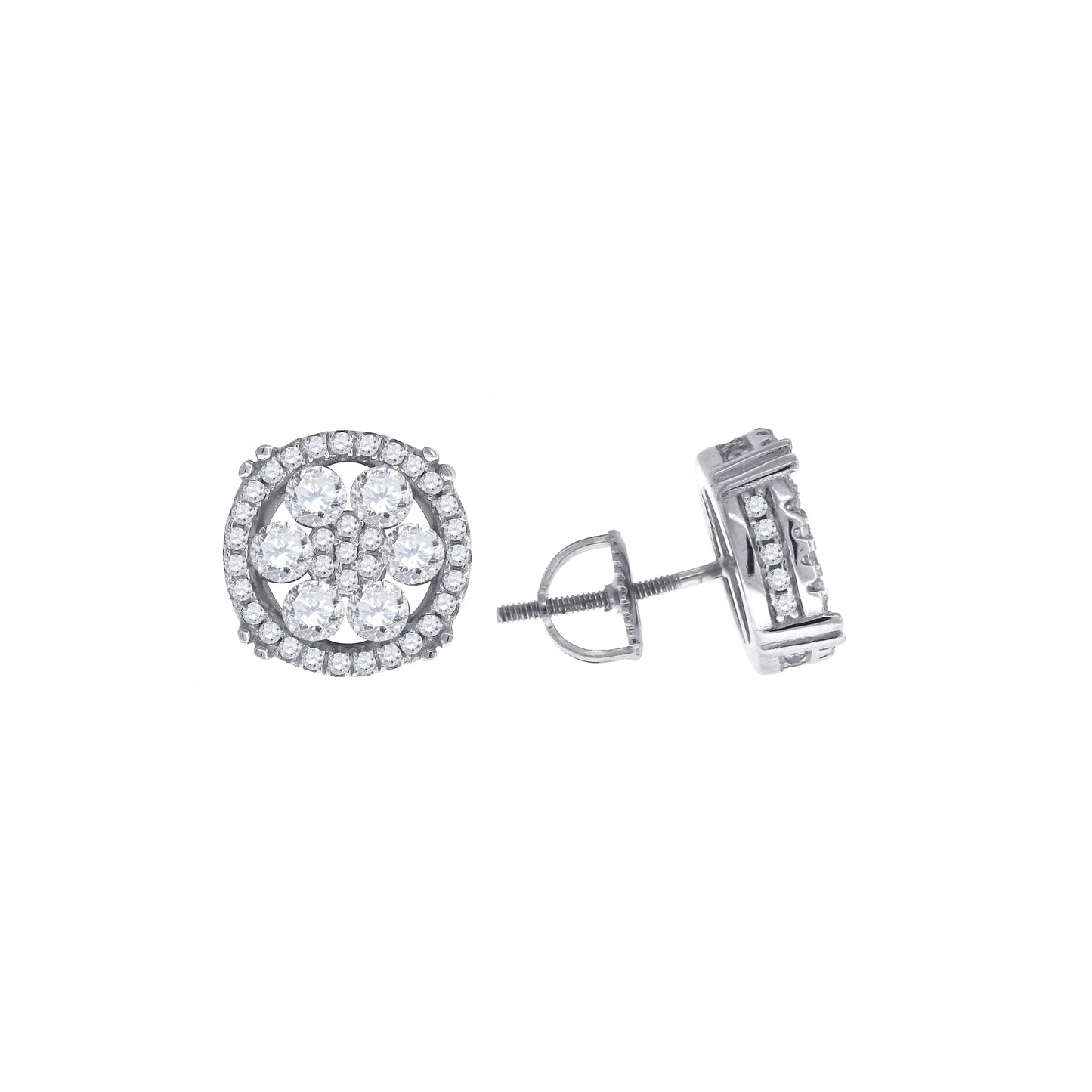Sterling Silver Or Yellow-Tone Womens Cubic Zirconia Round Stud Earrings