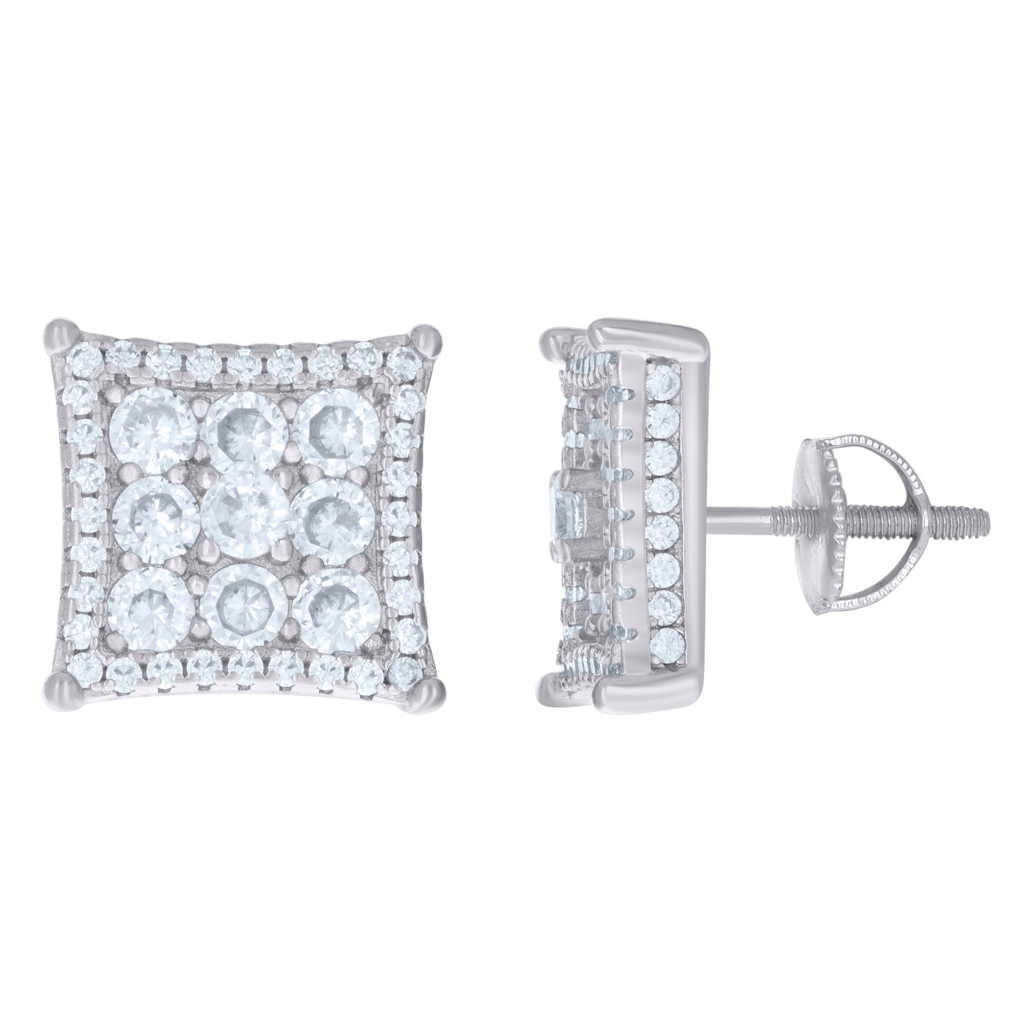 Sterling Silver Or Yellow-Tone Womens Cubic Zirconia Kite Stud Earrings