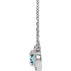 14K White Gold Round 6.5Mm G-H I1 Natural Aquamarine And 1/6 Ctw Natural Diamond Necklace, Length: 16 In
