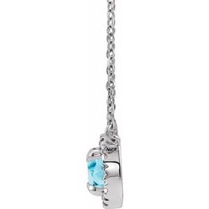 14K White Gold Round 6Mm G-H I1 Natural Blue Zircon And 1/6 Ctw Natural Diamond Necklace, Length: 16 In