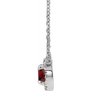 14K White Gold Round 6.5Mm G-H I1 Natural Mozambique Garnet And 1/6 Ctw Natural Diamond Necklace, Length: 18 In